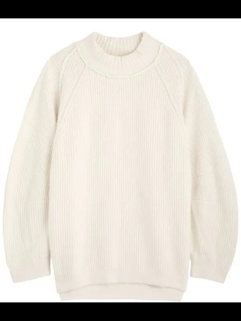 Free People Cream Ribbed Cowl Turtleneck Sweater